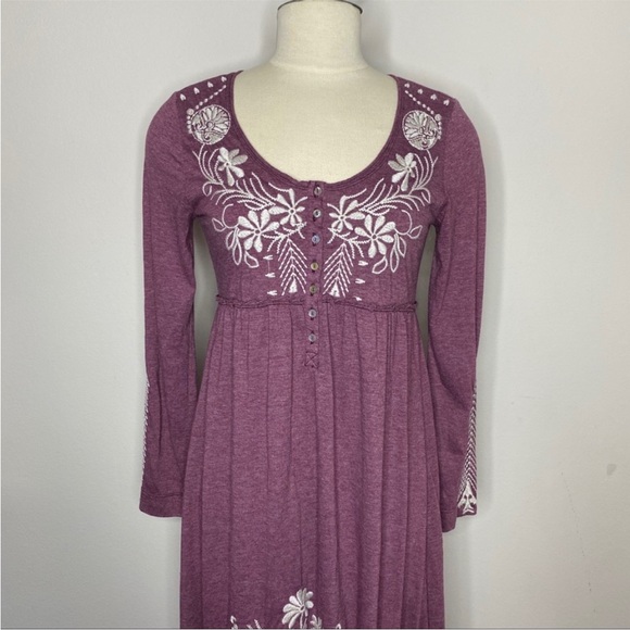 Johnny Was Purple Floral Embroidered Dress - Picture 2 of 16